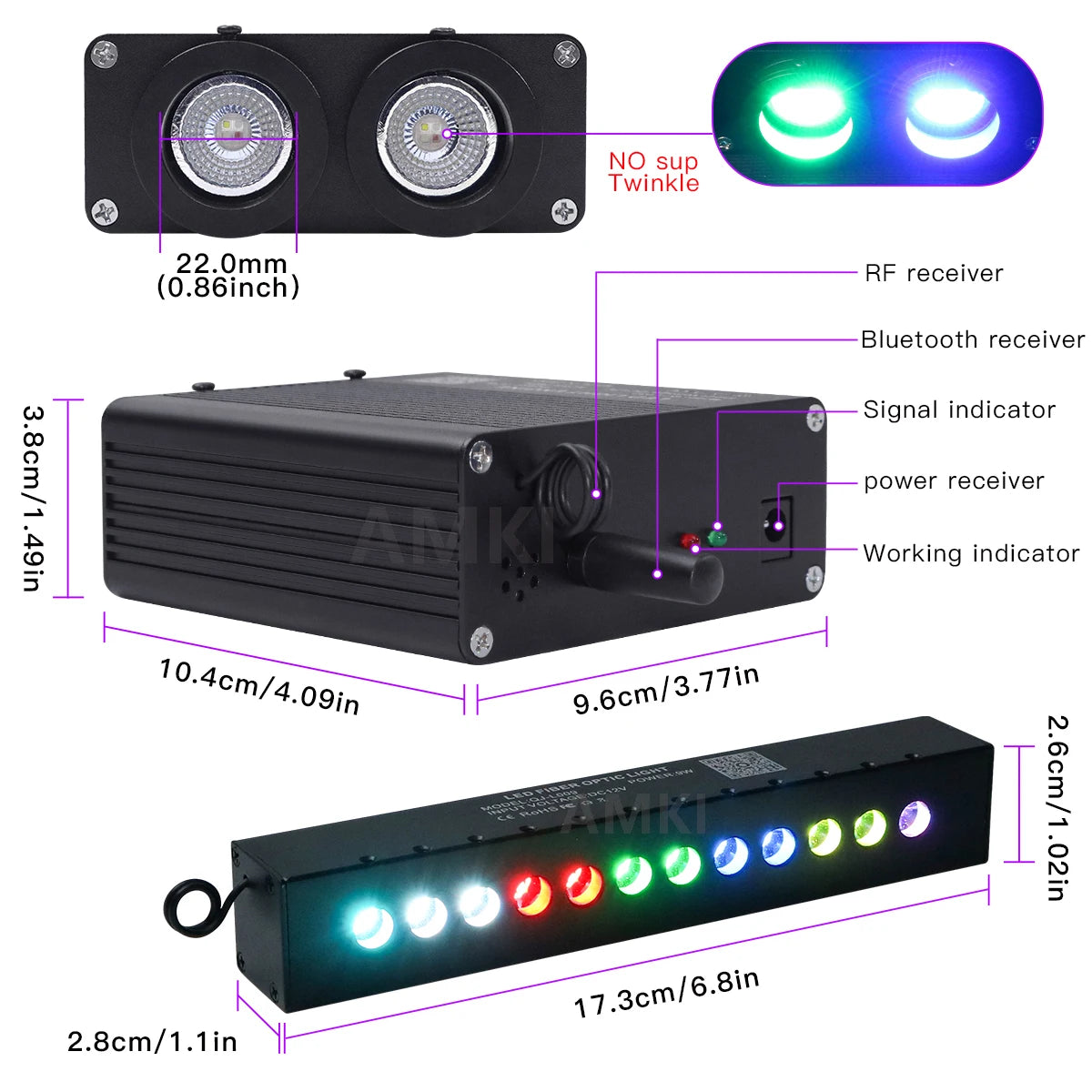 32W Dual Port Rgbw Starlight Headliner Kit Meteor Ceiling