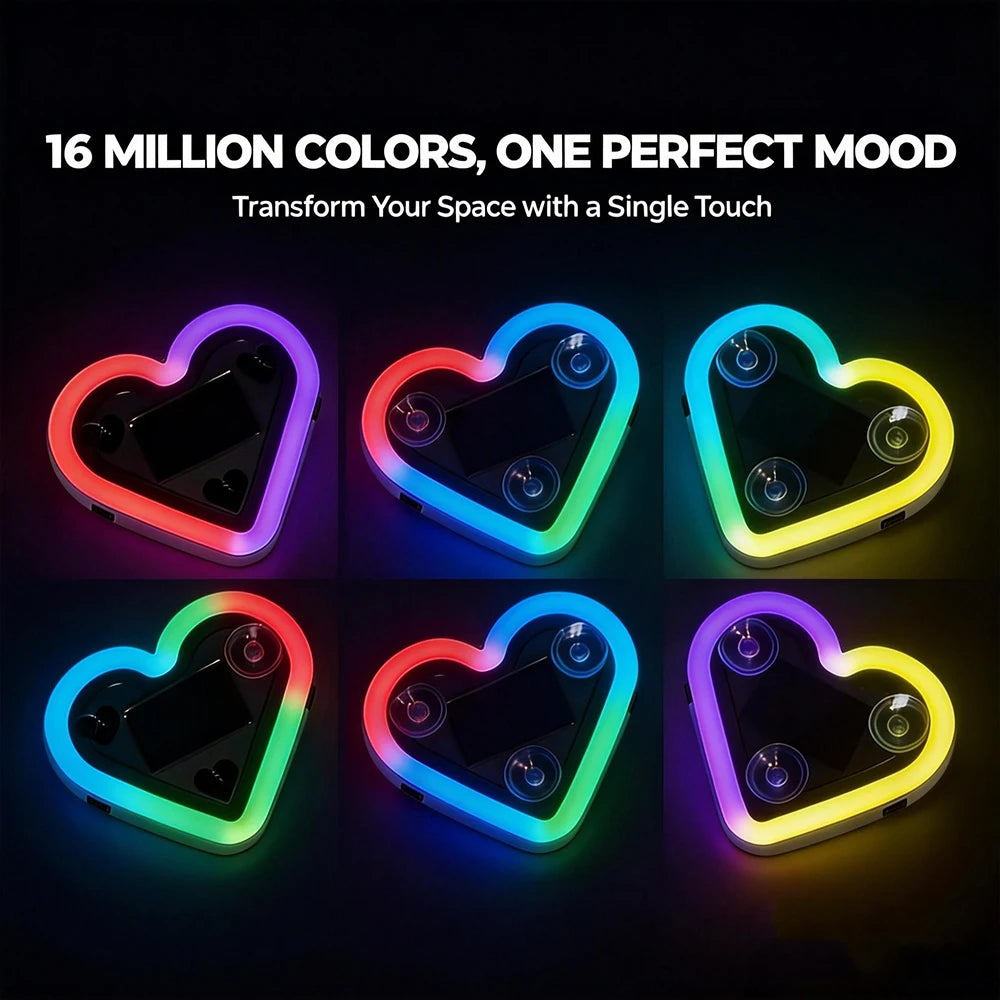 Solar Powered RGB Ambient Heart Shaped Dynamic Neon Atmosphere