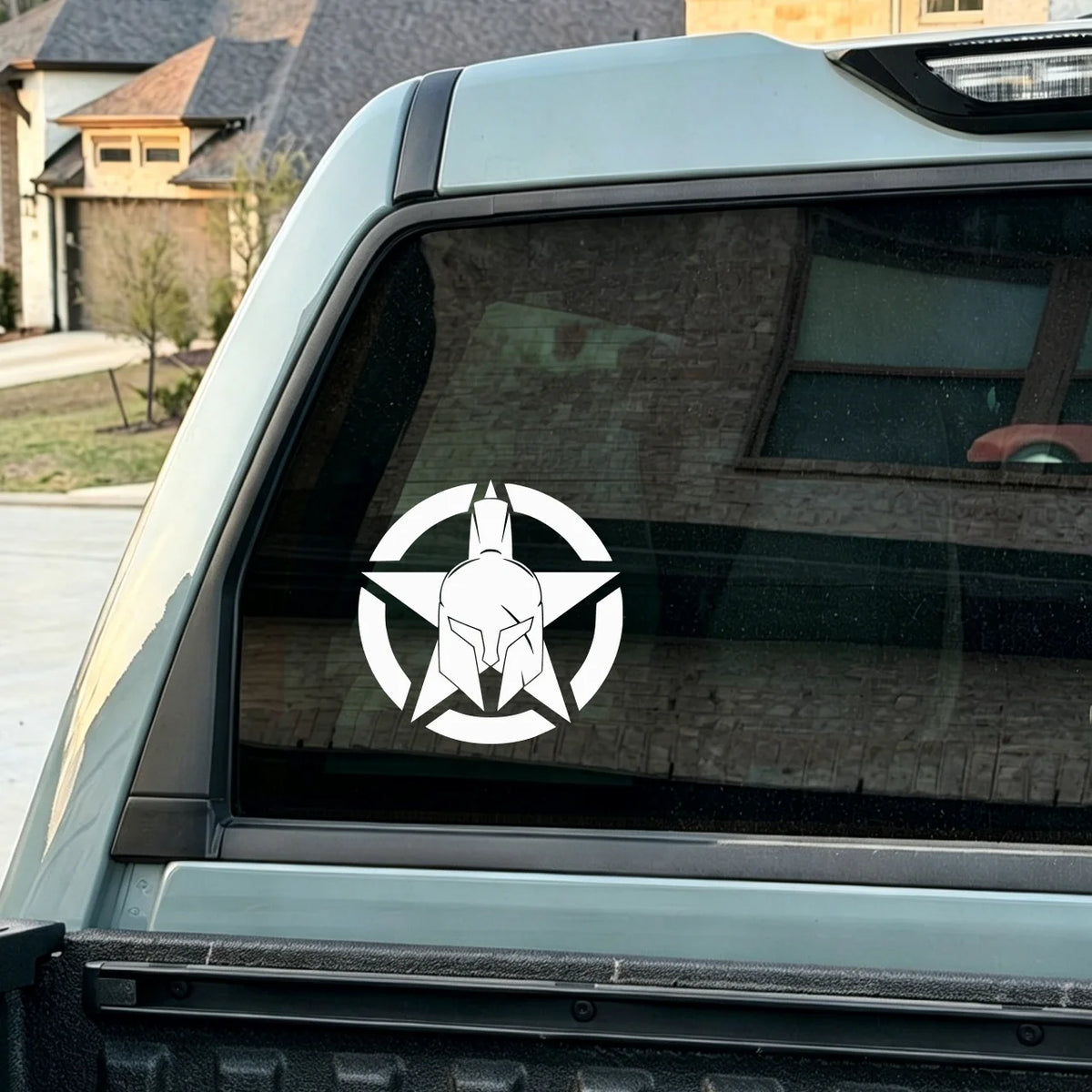 Circular Five Point Star Spartan Helmet Engine Hood Vinyl