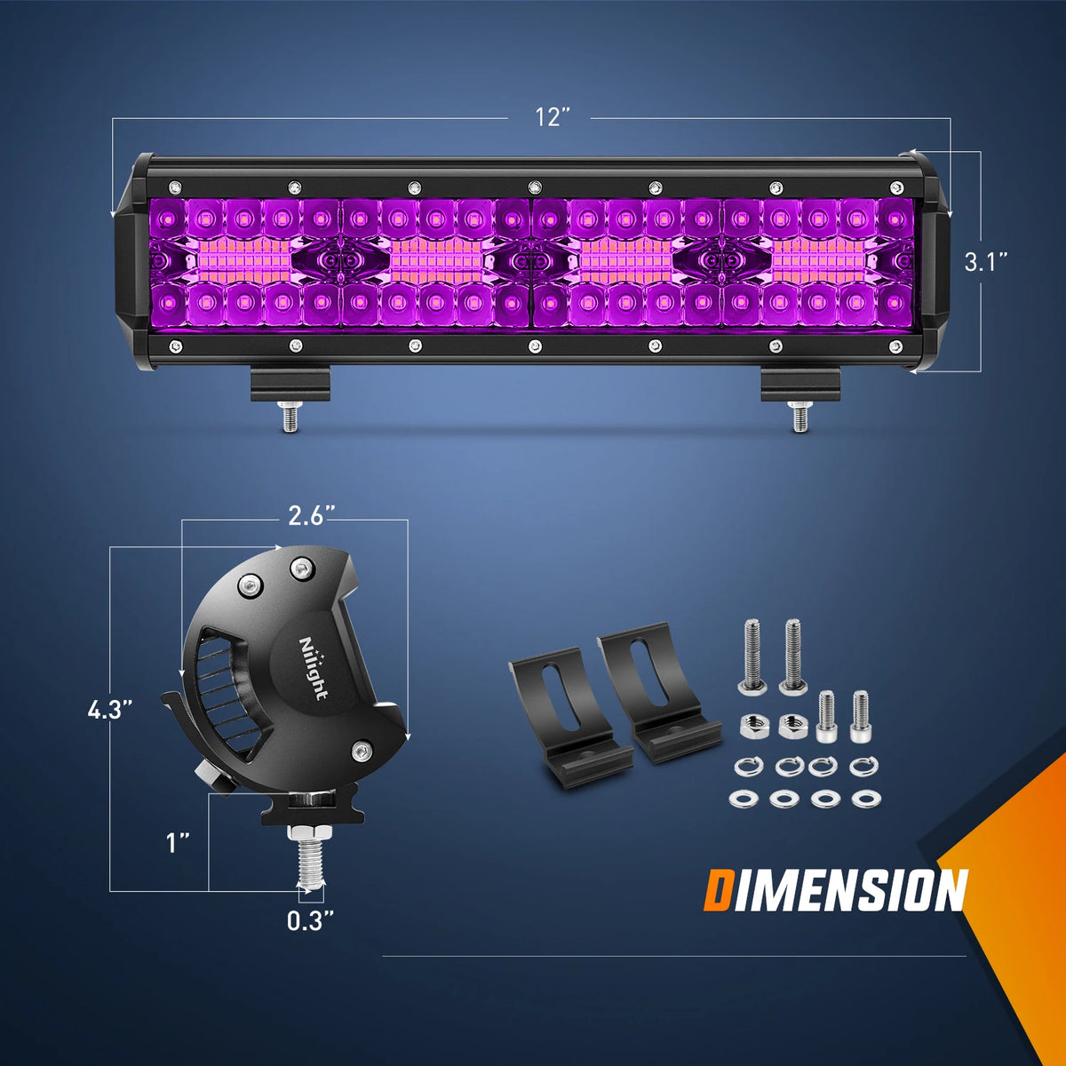 For Utv ATV Nilight Pods Bar 6.5 12 Inch 60W 120W 240W