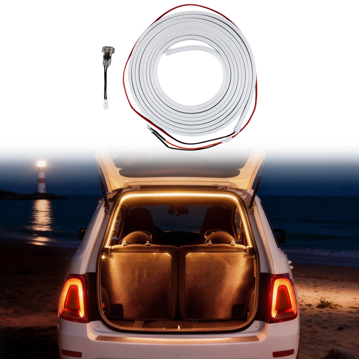Car Trunk LED Light Strip Flowing Dynamic Tailgate Bar Universal LED Flowing Water Trunk Light, Multi-Color Optional Acc