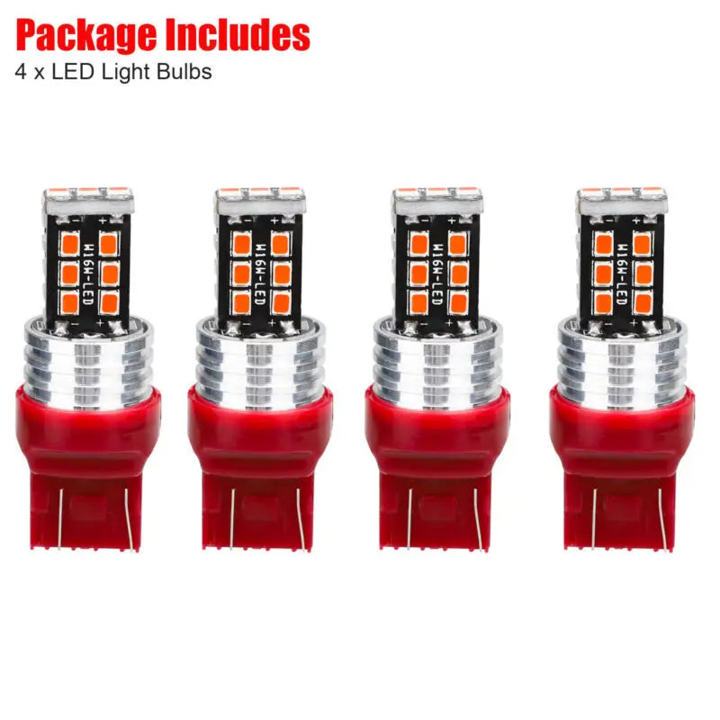 4PCS 7443 7440 Red Strobe Flash Blinking Brake Stop