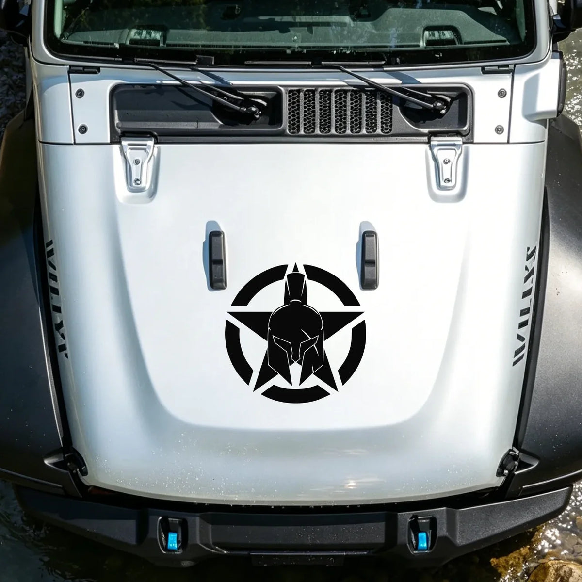 Circular Five Point Star Spartan Helmet Engine Hood Vinyl