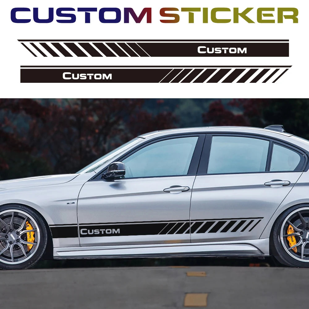 Side Skirt Body Stripes Sticker Customized Text Vinyl Decal