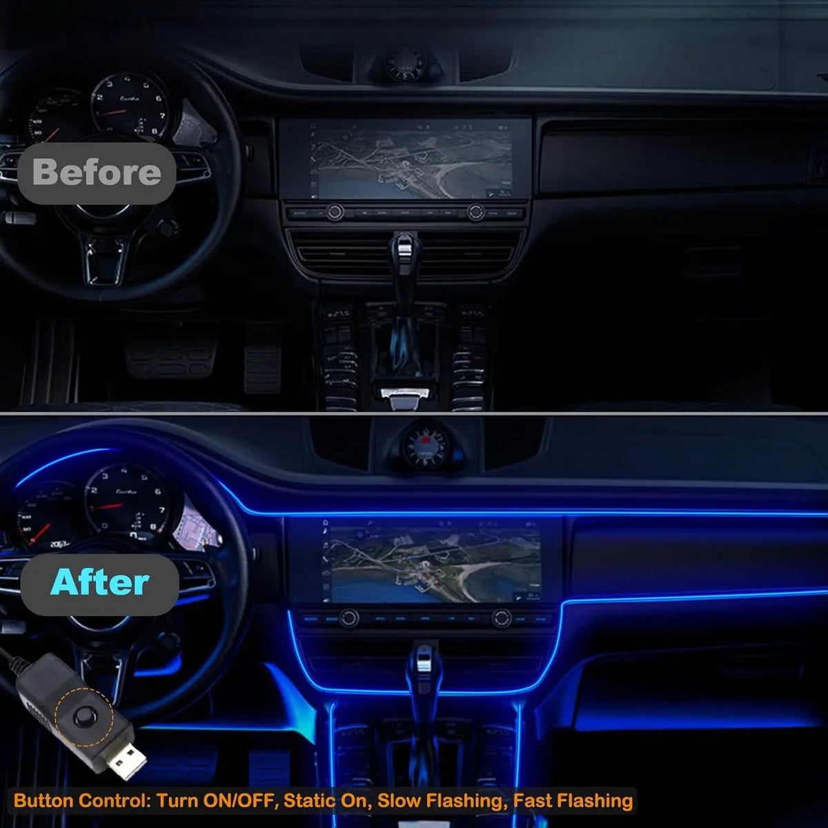 For Interior Strip 196.85inch USB Neon Ambient Lighting Kit
