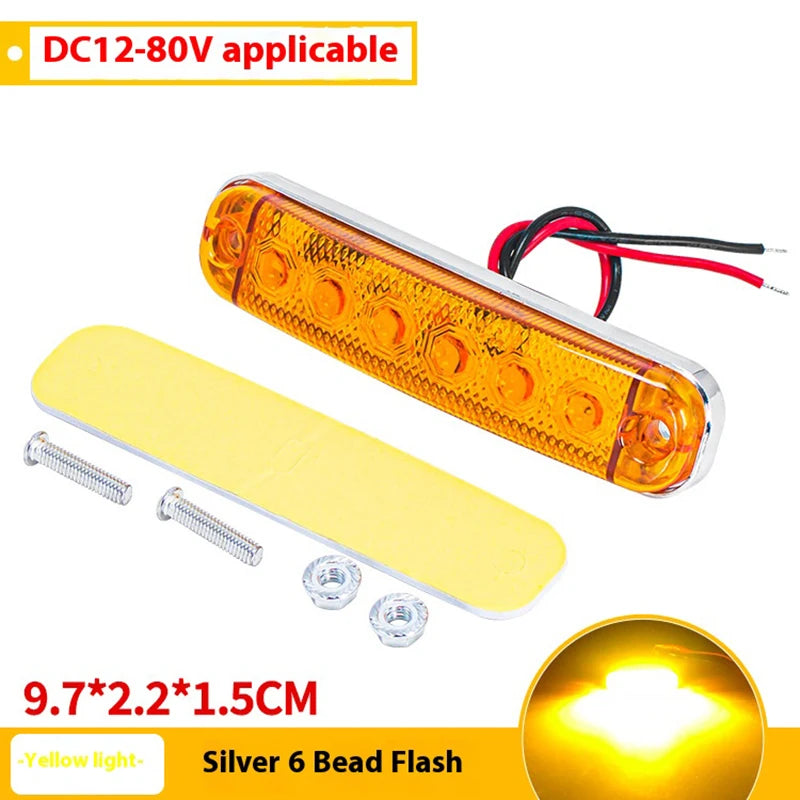 2PCS 12V 24V 6LED Strobe Warning Signal Front Rear
