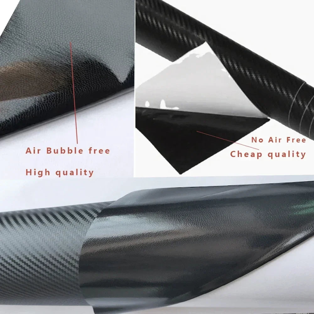 3D Carbon Fiber Black Vinyl Wrap Motorcycle Adhesive Pvc