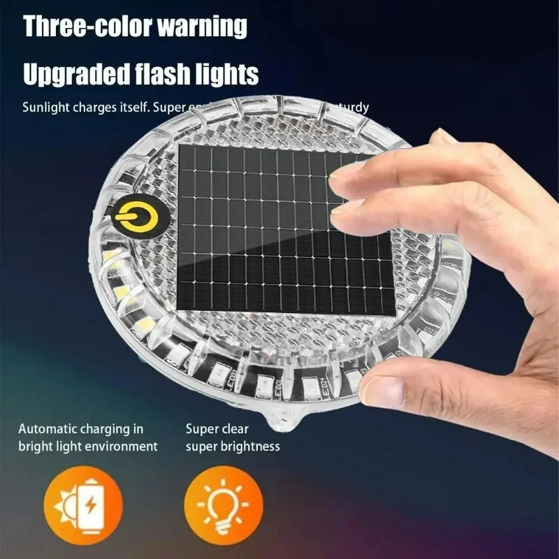For All Vehicle Solar Round Warning Flashlight Indicator
