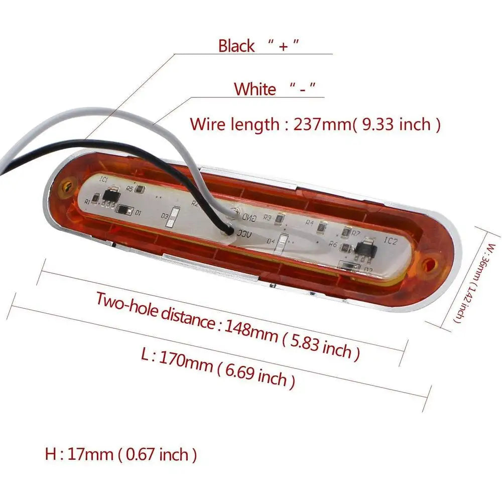 2PCS Side Marker 10-30v Waterproof Amber Red White Clearance