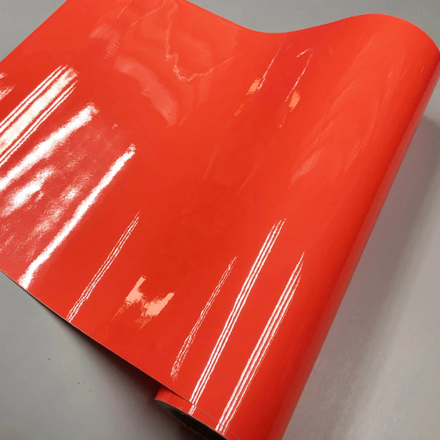 50x152cm Glossy Fluorescent orange-red Wrap Foil Motorcycle