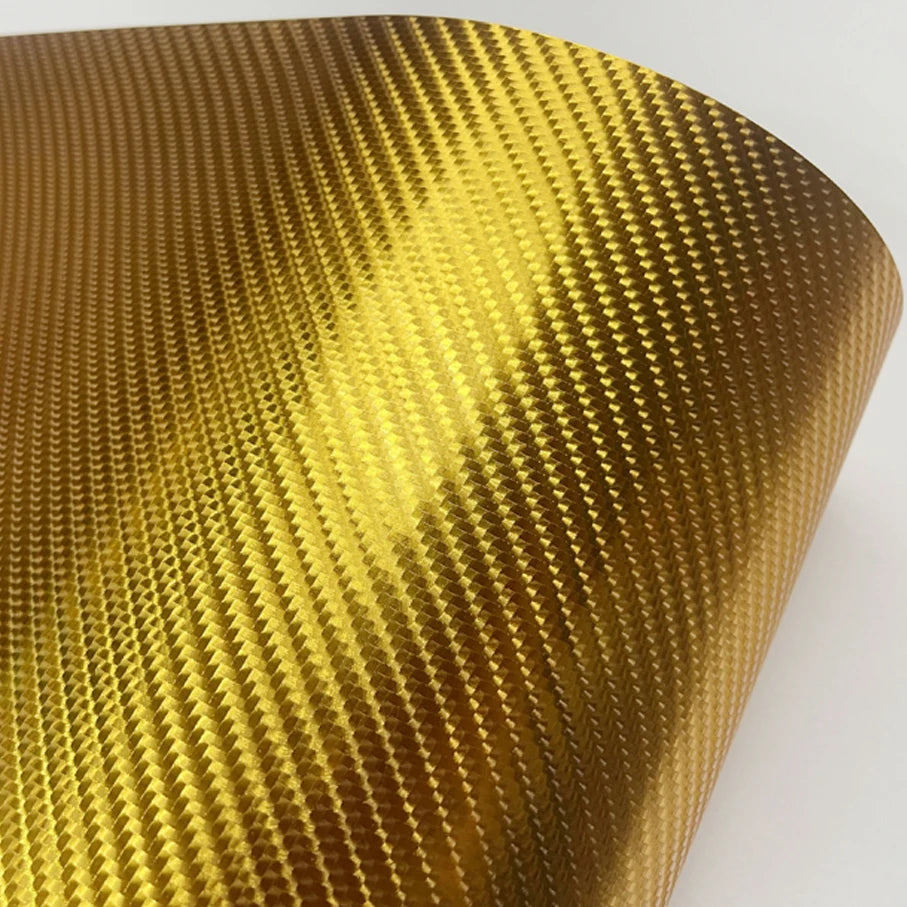 Premium Chrome 4D Golden Carbon Fiber Vinyl Film Motorcycle