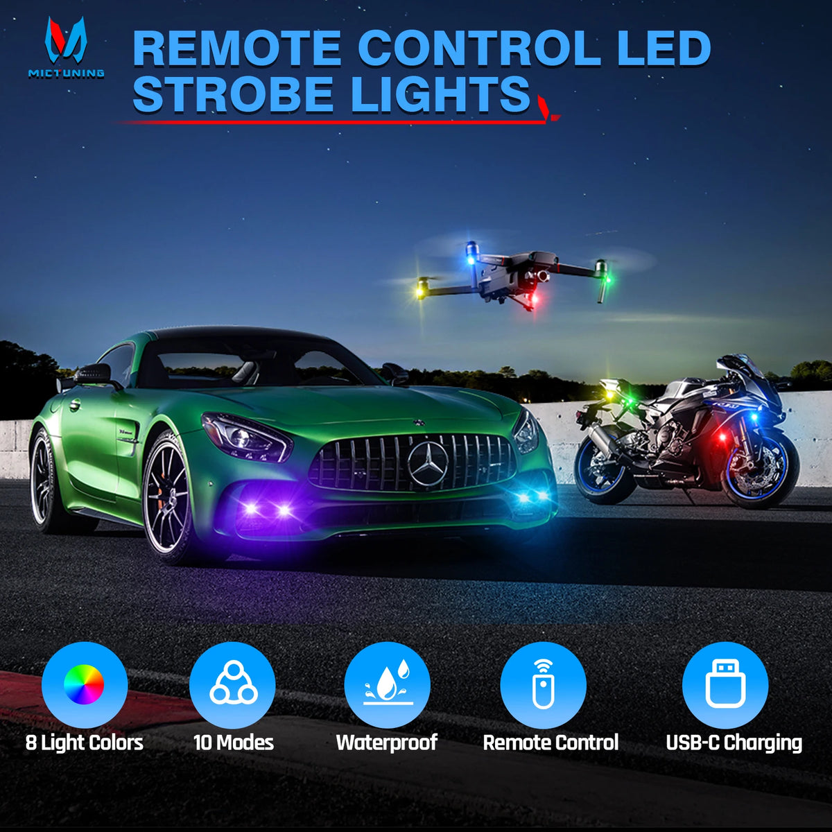Mictuning Wireless Strobe Remote Control Colors USB Charging
