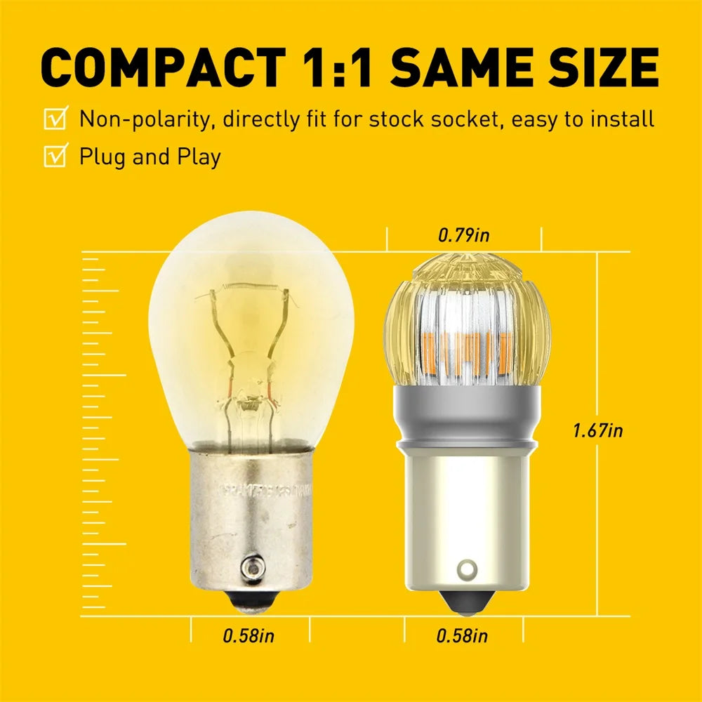 2X Auxito 300 Bright Yellow 1156 P21W ba15s bay15d