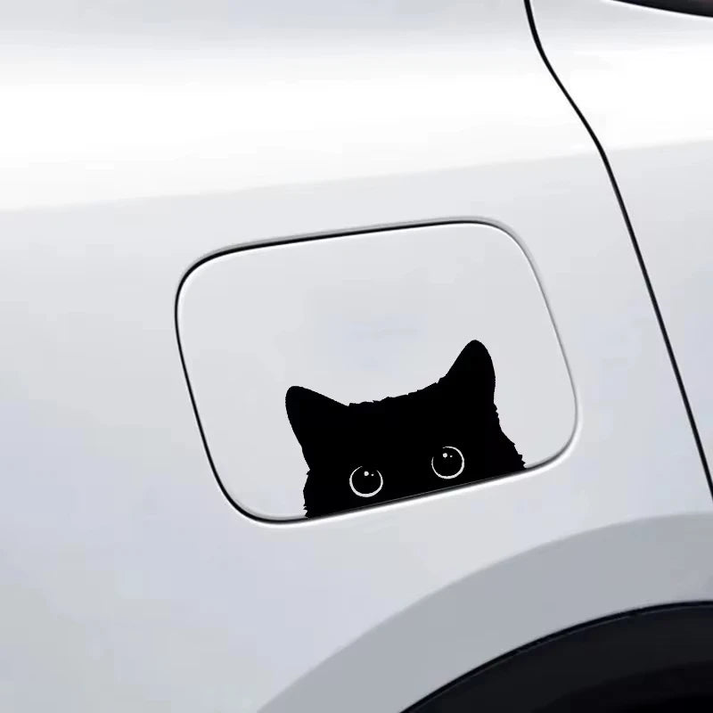 Sticker Cartoon Cat Black Big Eyes Vinyl Cover Waterproof