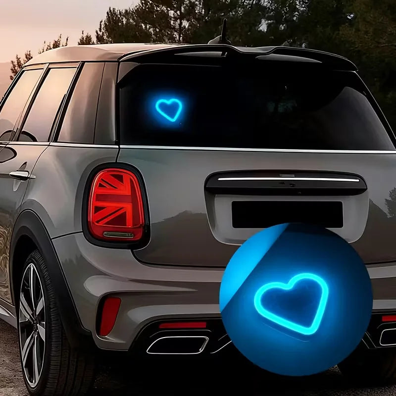 Solar Powered heart-shaped Neon Atmosphere Triangle Window Rear