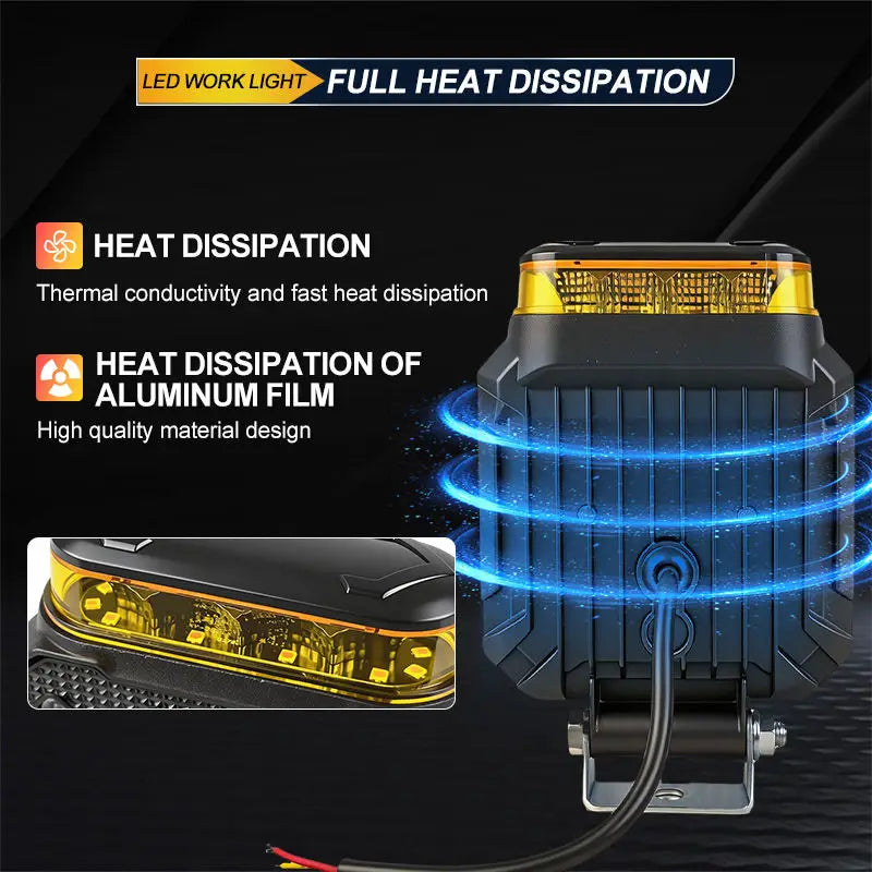 2PCS Square Strobe Warning White Amber Flash Beacon Signal