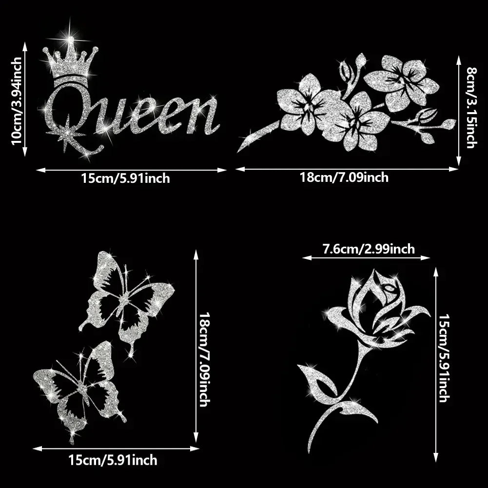 Sparkling Sandblasted Reflective Pvc Sticker Crown Queen