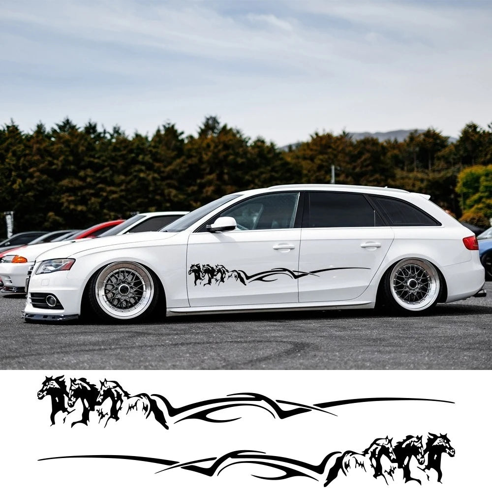 Running Horse Graphic Silhouette Stickers Stripe Vinyl Decals