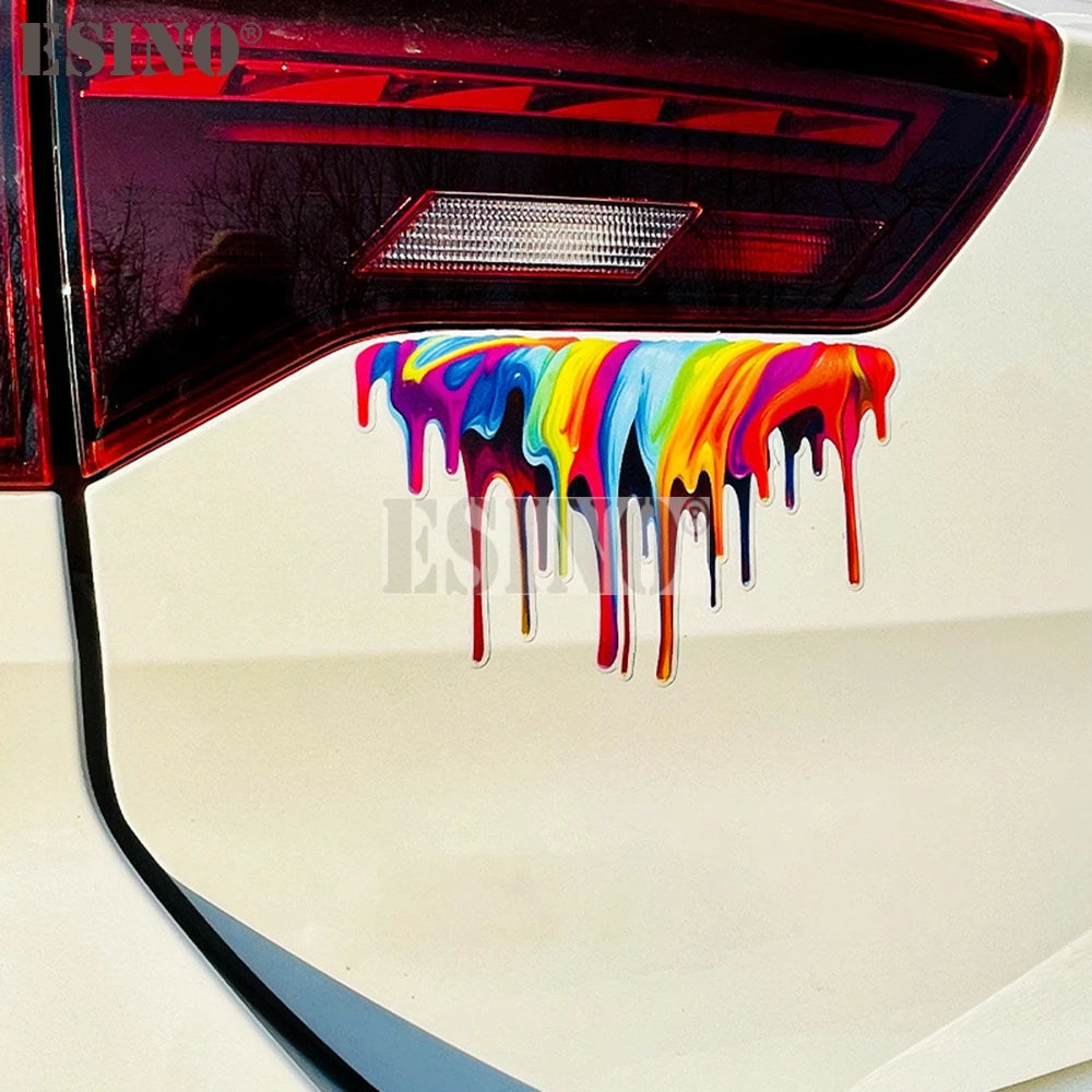 Creative Colorful Rainbow Fluid Paint Pvc Adhesive Decal