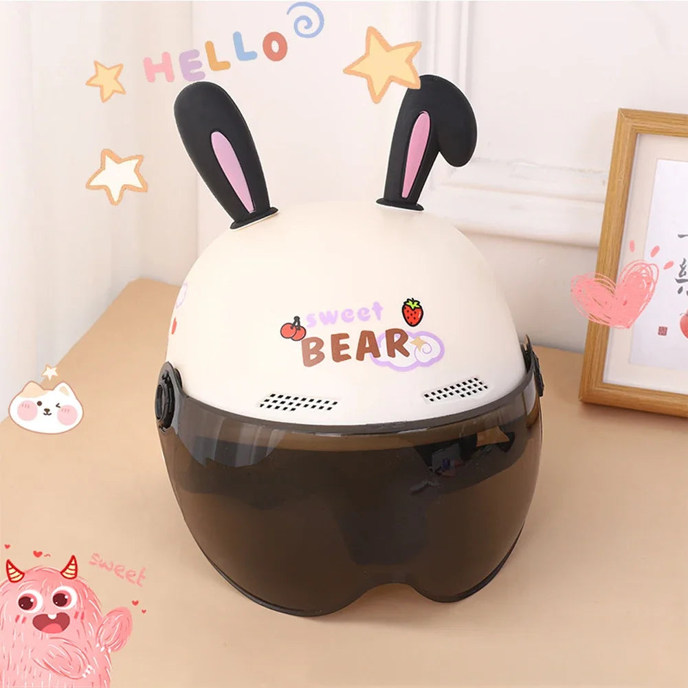 1pair Set Cute Rabbit Ears Motorcycle Helmet Waterproof Motocross