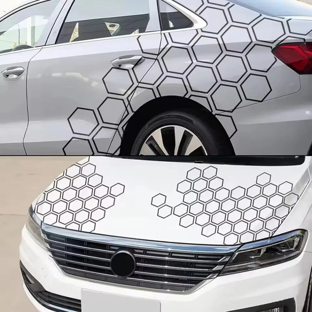 10PCS Set Honeycomb Pattern Sticker Vinyl Material Film 3D