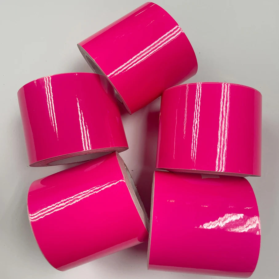 10CM Width Glossy Neon Pink Fluorescent Vinyl Wrap Sticker