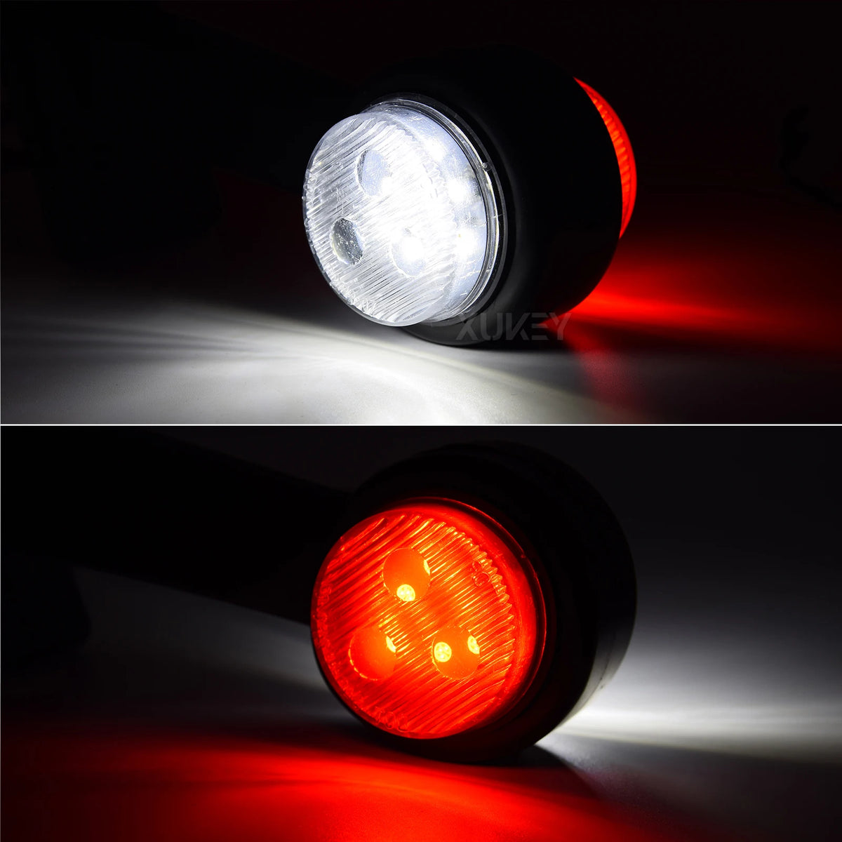 2X Side Rubber Stalk Marker Red Amber Outline 12V