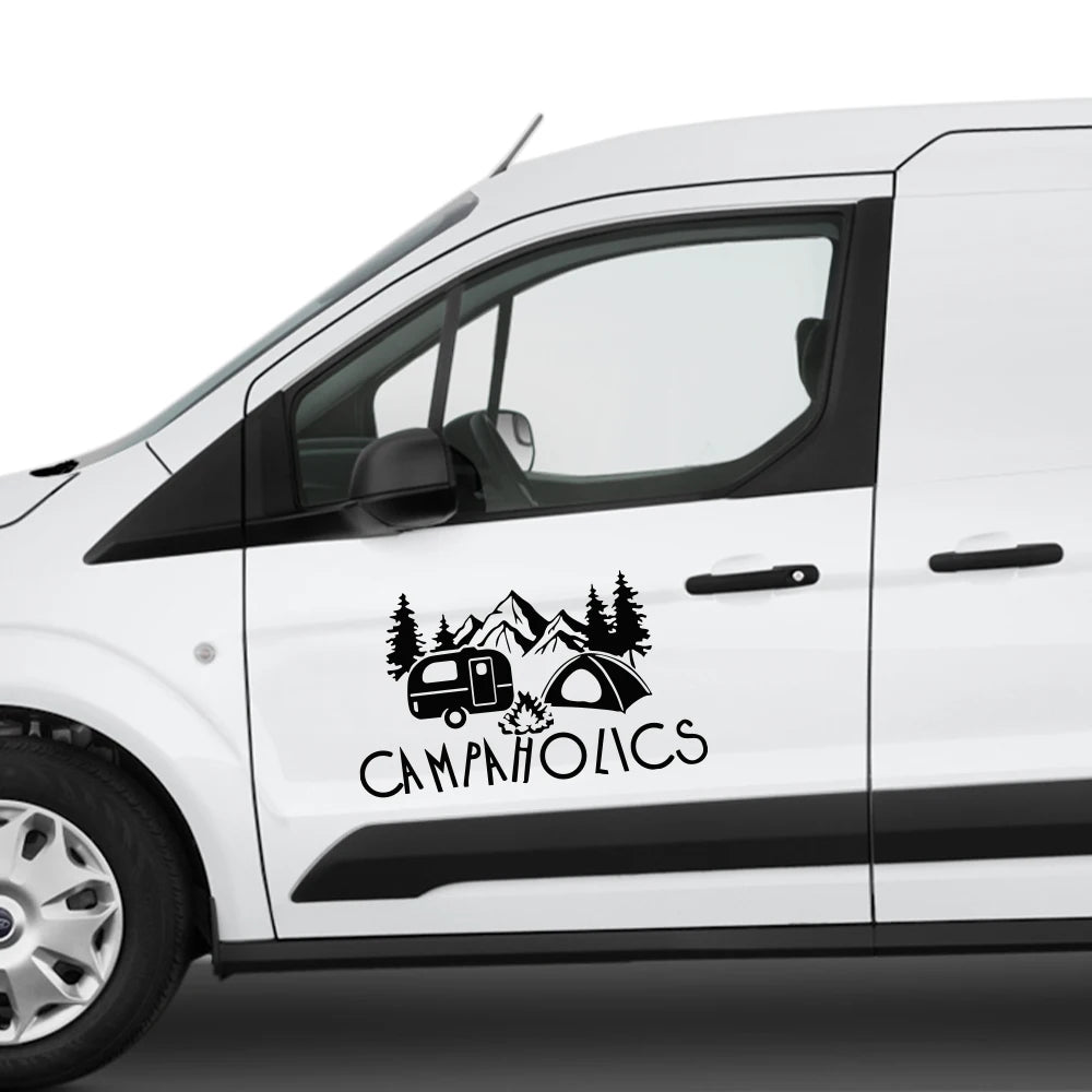 Campaholics Mountain Tree Caravan Camp Sticker Motovan Vinyl
