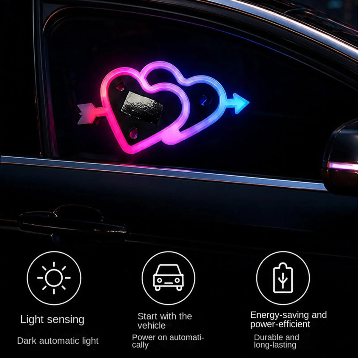 For Rv Sedan Ambient Lighting Rechargeable Solar Heart Induction