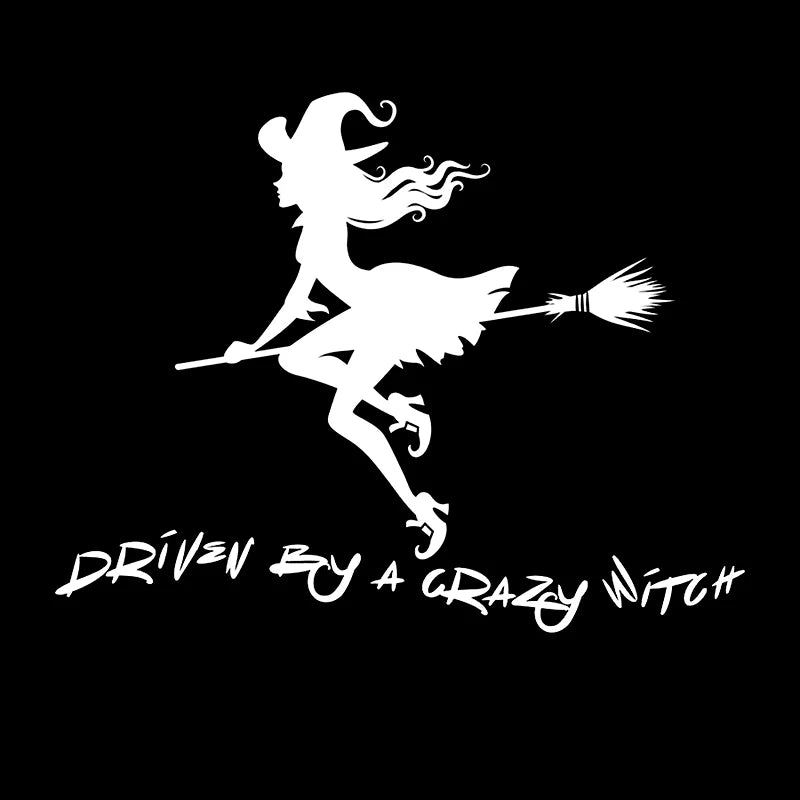30534 Driven By A Crazy Witch Sticker Vinyl Decal