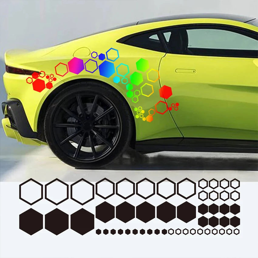 Honeycomb Pattern Waistline Sticker Modification Side Skirt Body