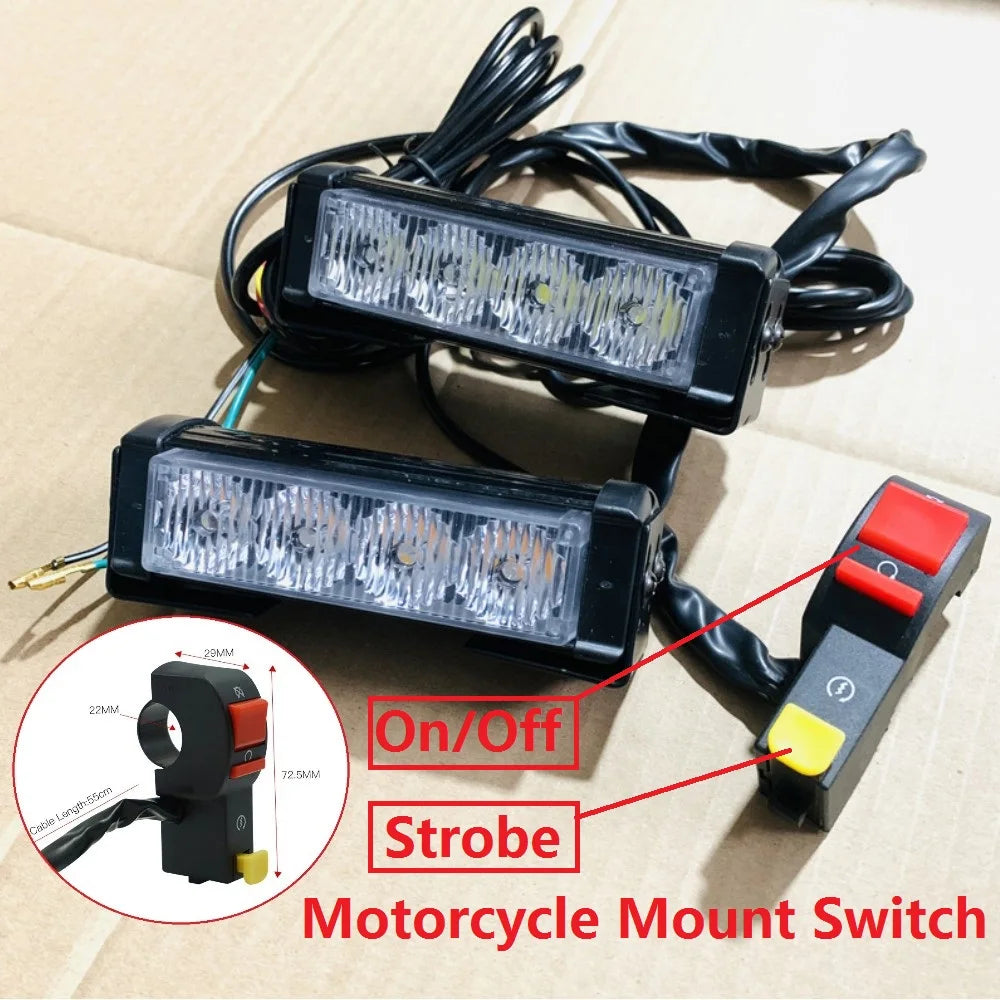 12V 24V Motorcycle Warning Emergency Flashing Bar Front Grille
