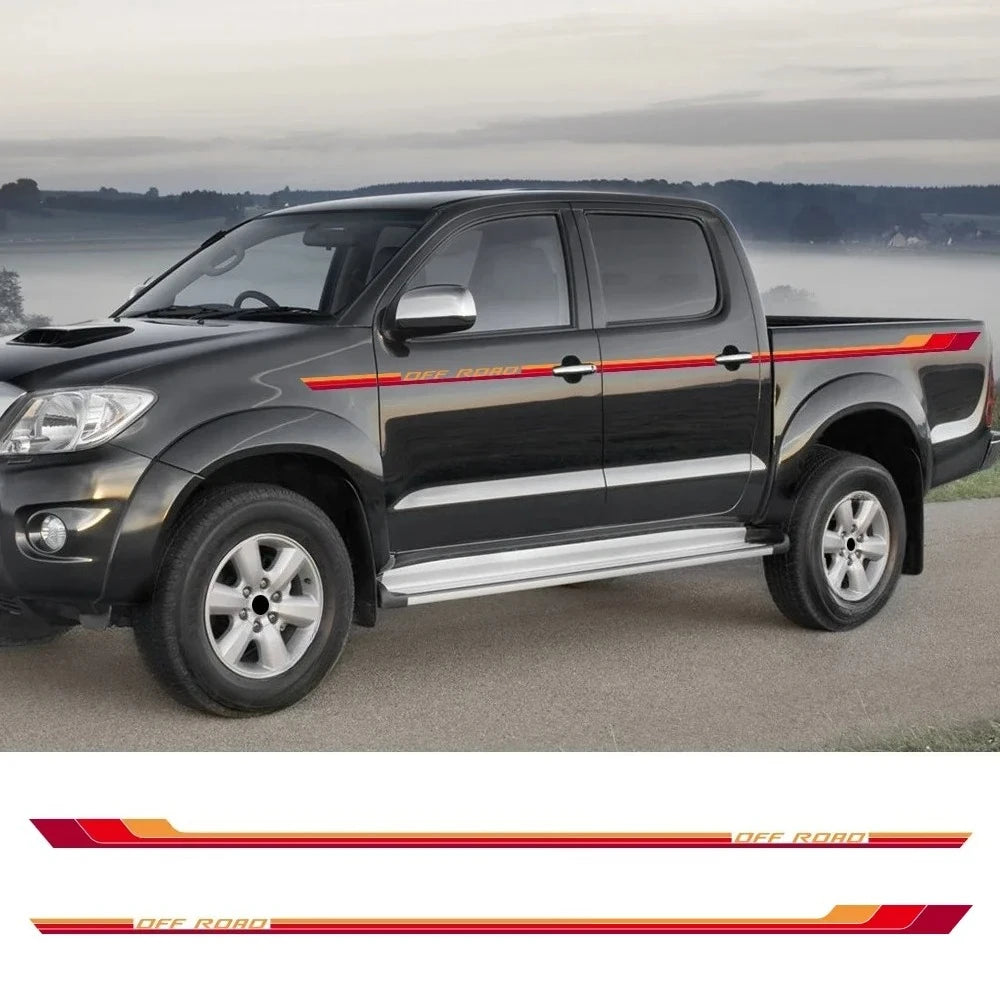 For Toyota Hilux MK8 2PCS Body Side Sticker Racing Stripes Trims