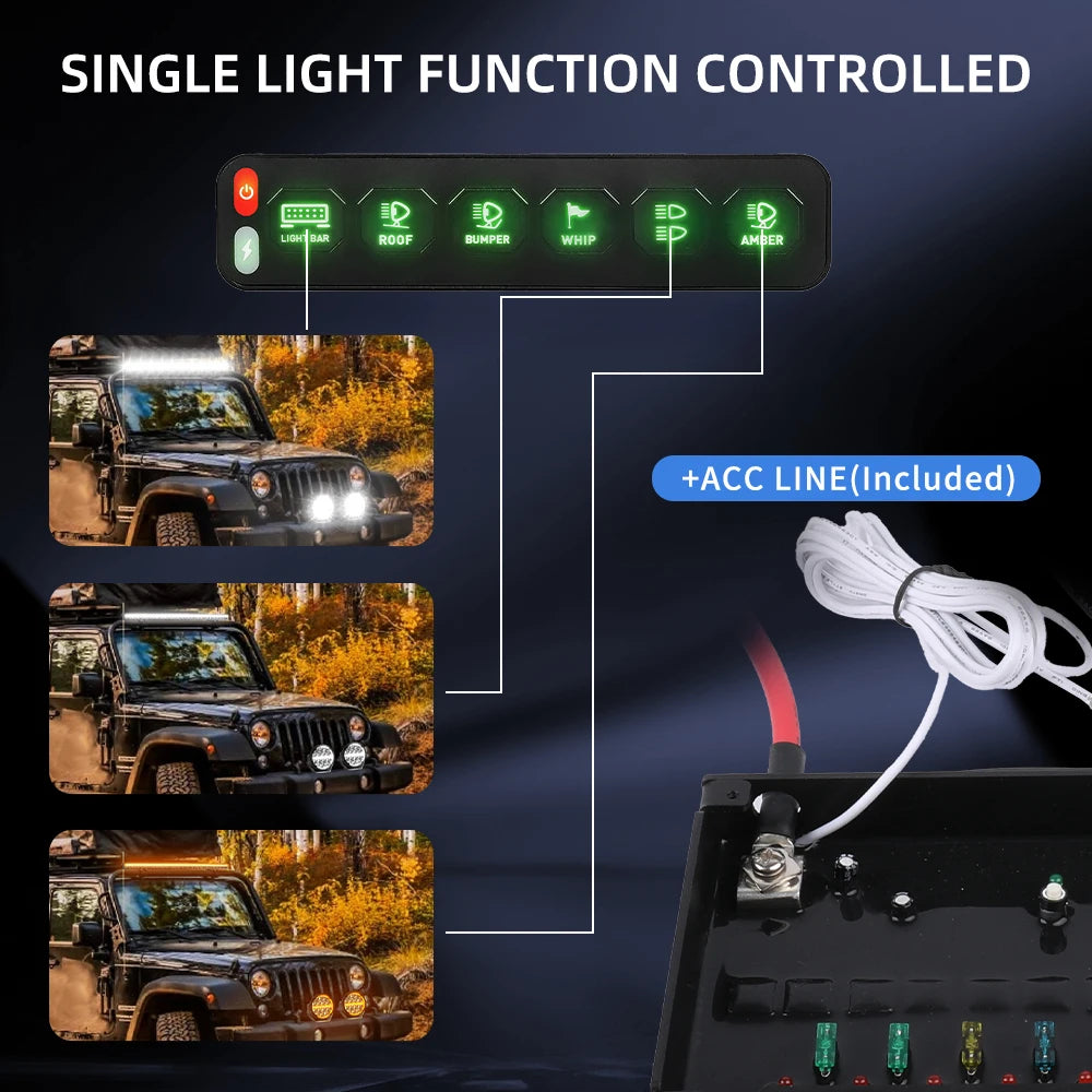 For ATV Co Wireless Control Gang Switch Panel Flash RGB Gangs