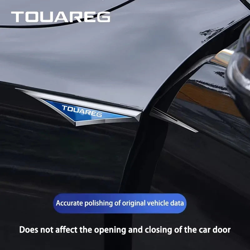 For Volkswagen VW Touareg 3D Alloy 2PCS Knife Emblem Body Side