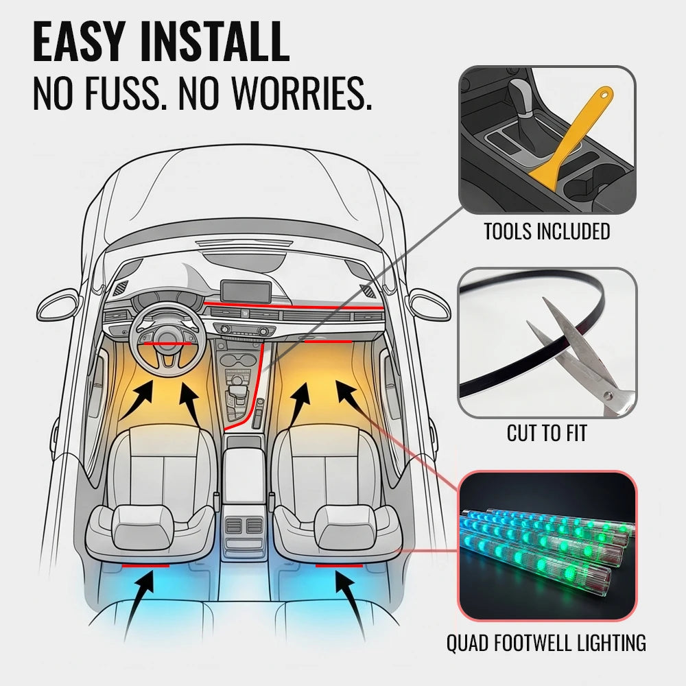 48 Ambient Footwell Long Leads Reach Every Door USB