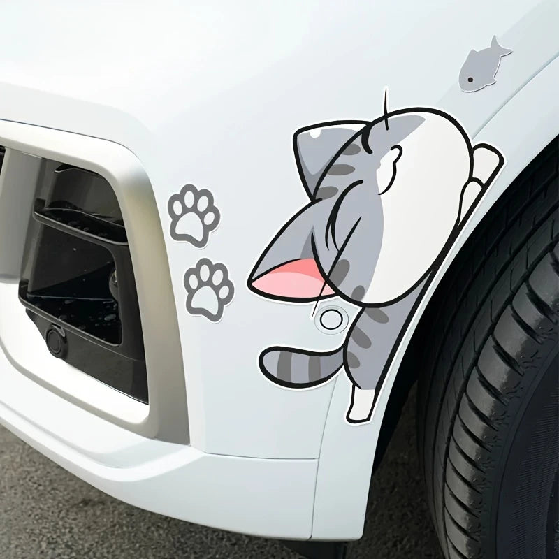 10PCS Cat Fish Stickers Wheel Brow Bumper Sticker Scratches