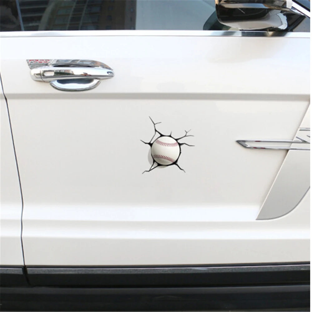 Creative 3D Sticker Baseball Hit Window Cars Waterproof Decal