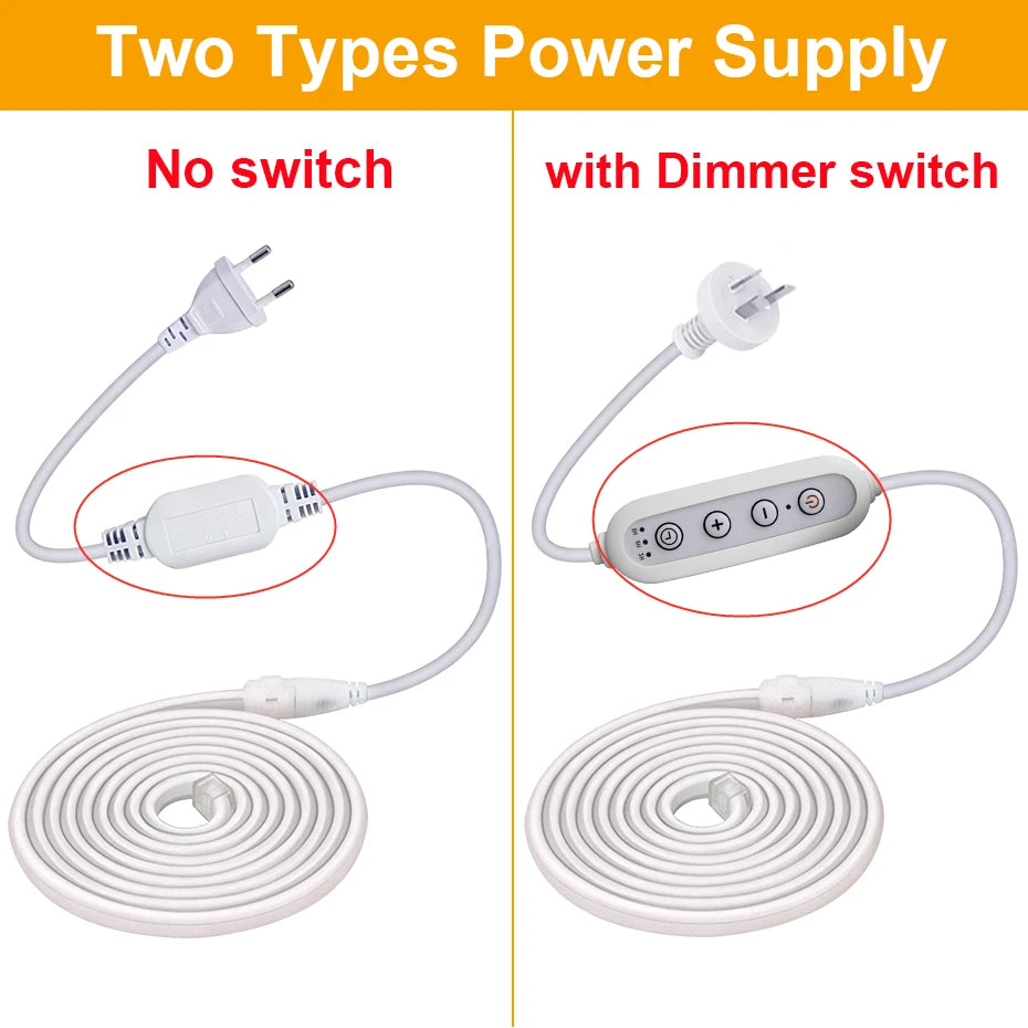 For Indoor Outdoor Decor 220V Cob Strip Eu Au Switch Dimmer Plug