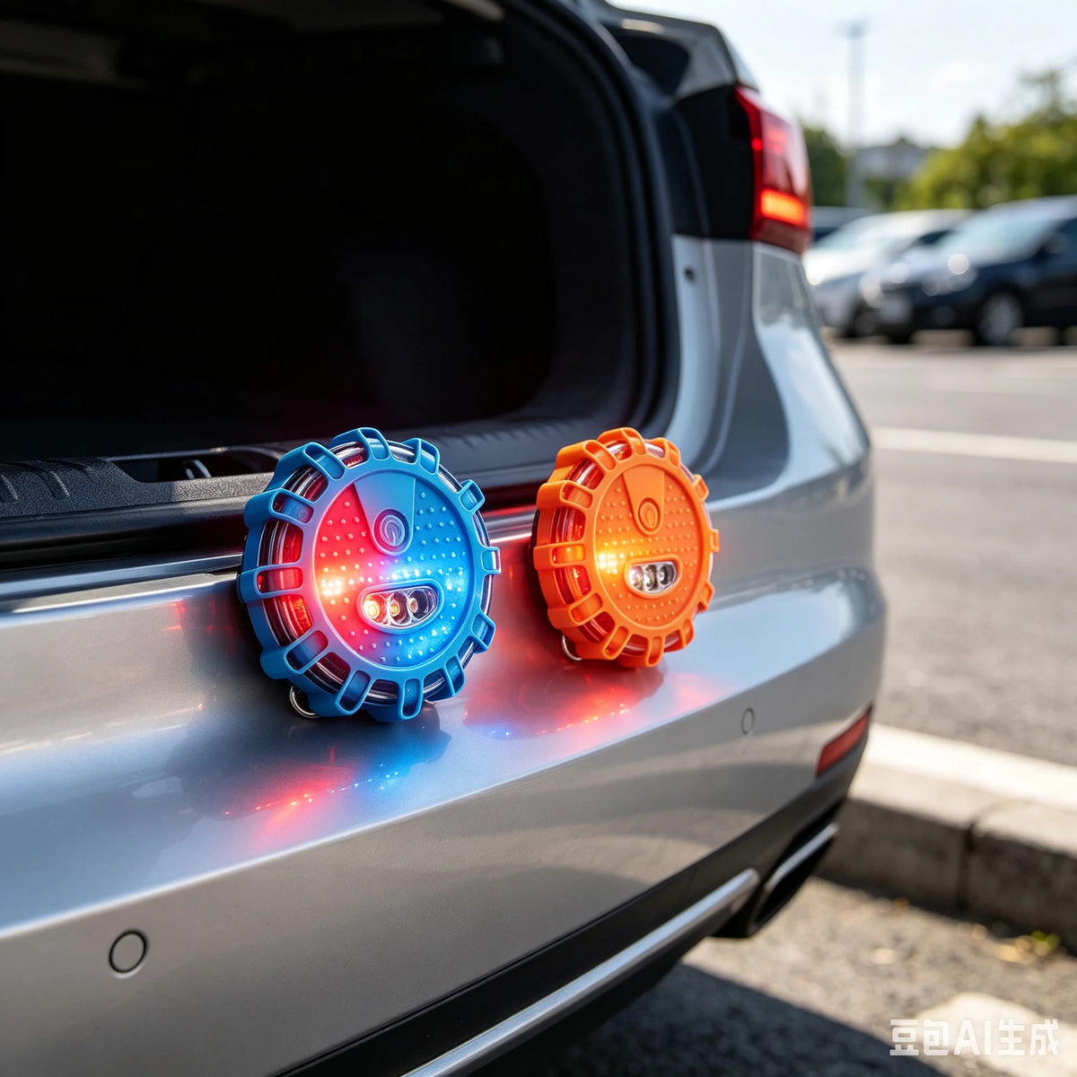 Battery Powered Road Flares Warning Blue Orange Emergency Strobe