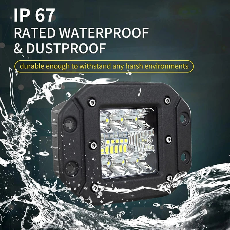 1PC 48W Flush Mount Cube Pod Spot 12V 24V