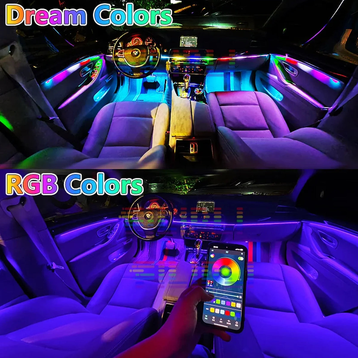 For BMW Audi Tesla Honda Toyota In Neon Lighting Ambient RGB