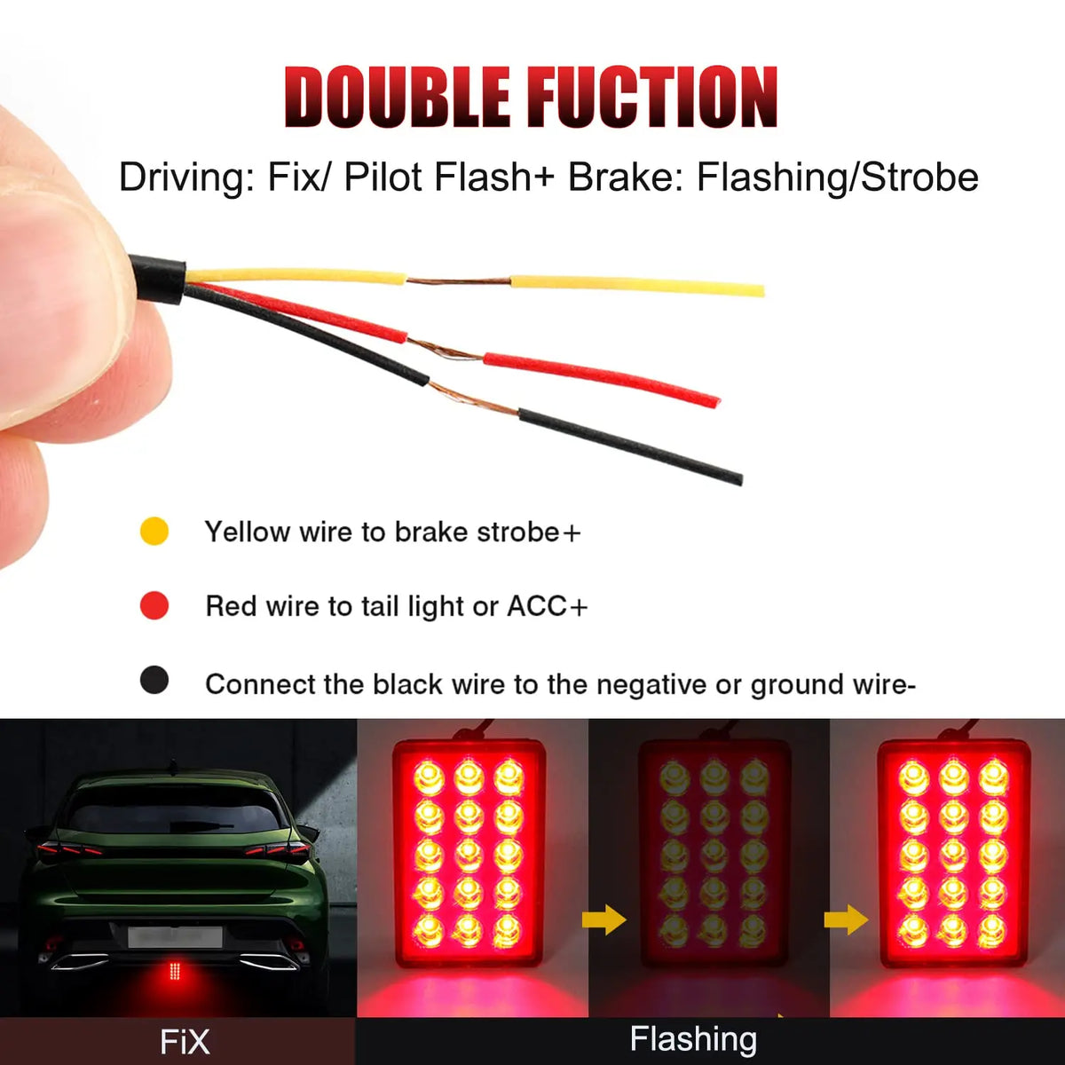 F1 Brake Pilot 12V 15LED Rear Tail Flash Warning
