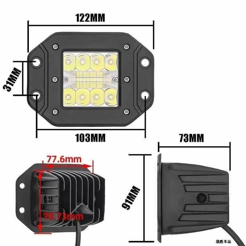 1PC 48W Flush Mount Cube Pod Spot 12V 24V