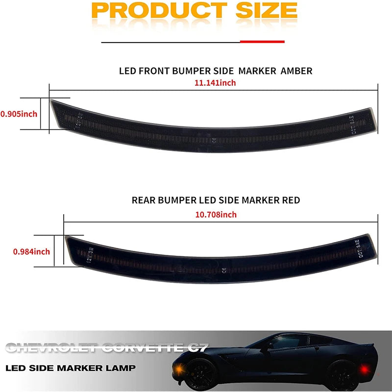 For Chevrolet Chevy Corvette C7 2014-2019 Smoked Lens Side