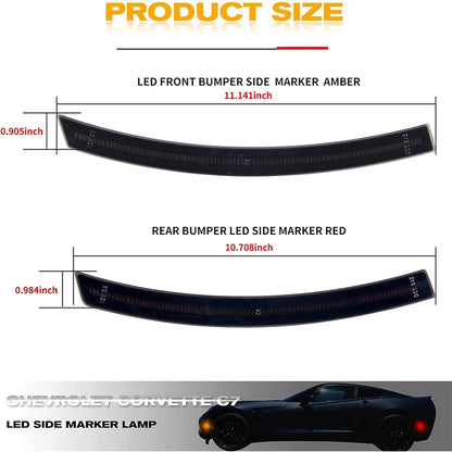 For Chevrolet Chevy Corvette C7 2014-2019 Smoked Lens Side
