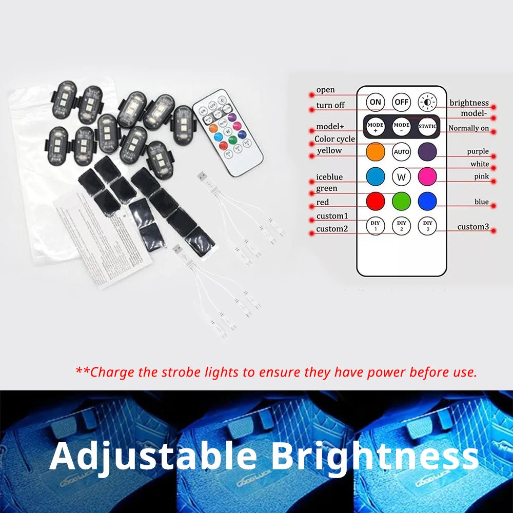 Remote Control RGB Strobe Wireless Rechargeable Footwell