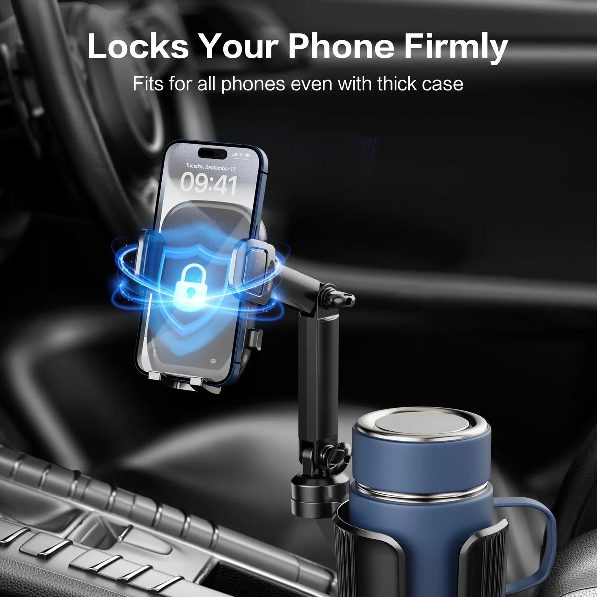 For Iphone Samsung All 1PC 2-in-1 Cup Holder Phone Mount 360