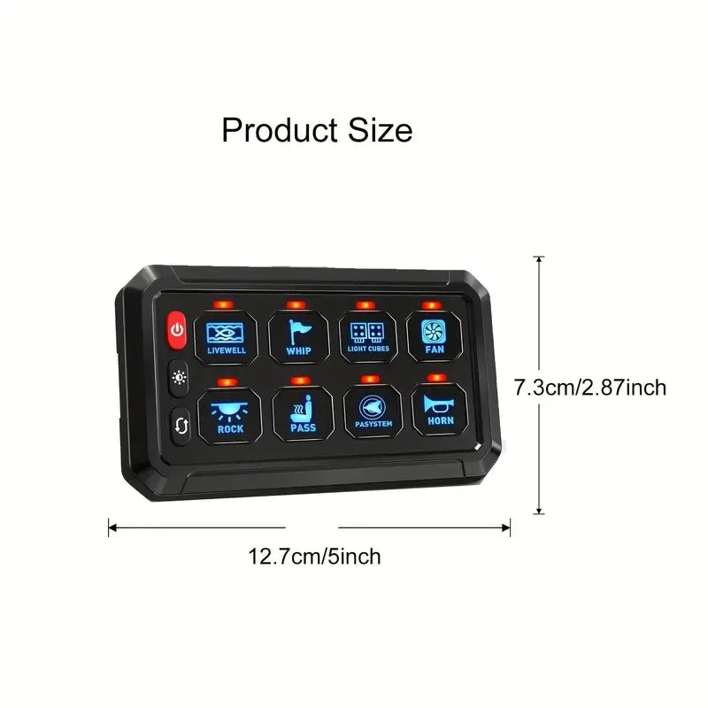 8-gang Single Color Switch Panel Kit Power Control Relay