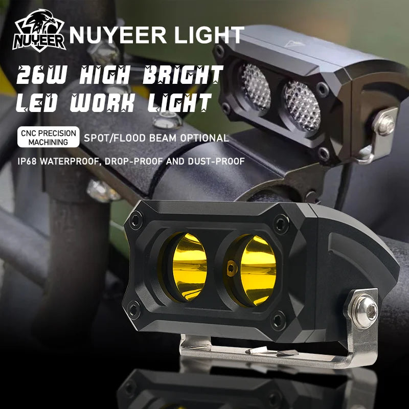 For Motorcycle Pickup 3inch 26W Spotlight White Yellow Flood